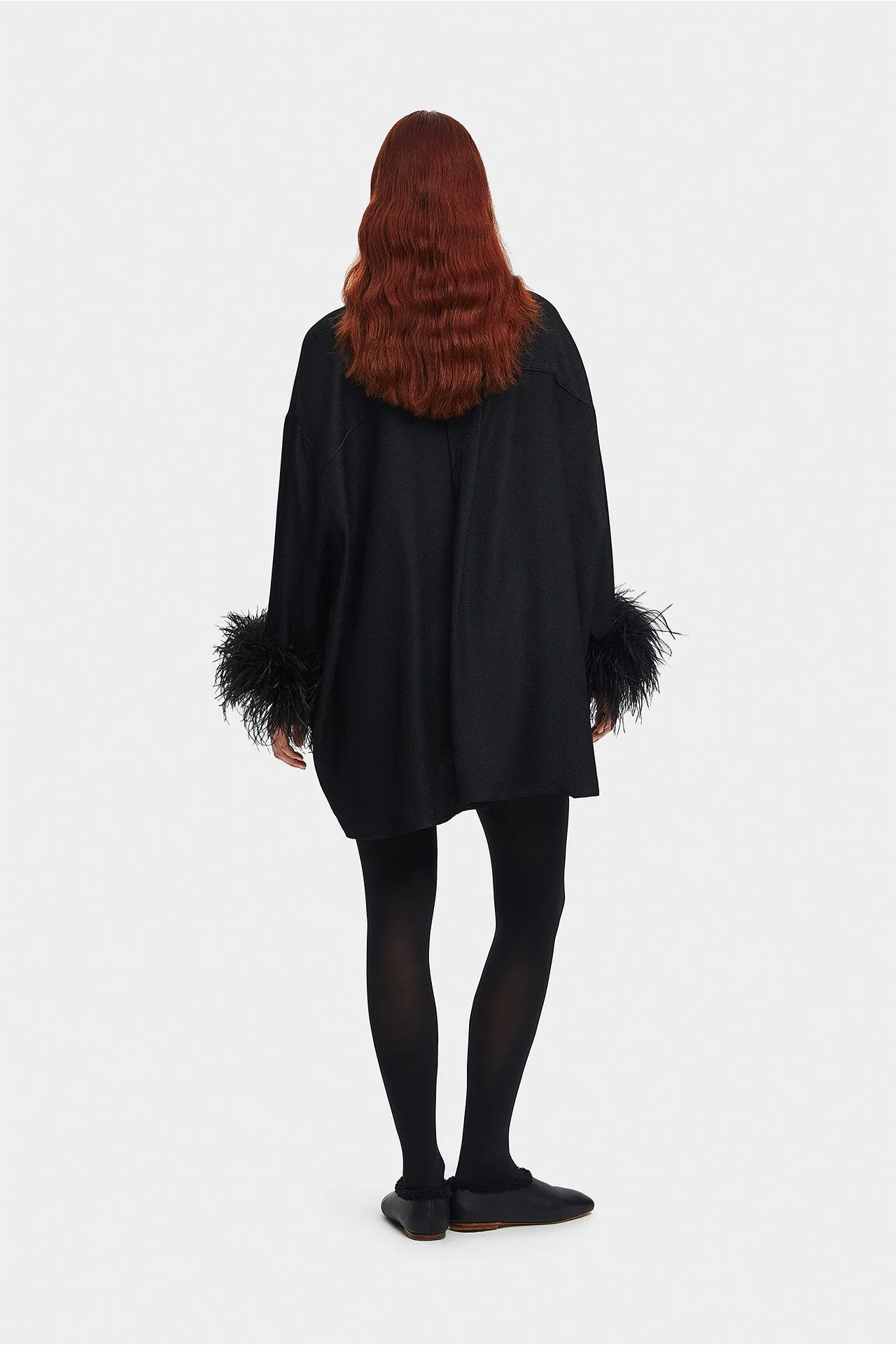 Black Boudoir Pants with Feathers