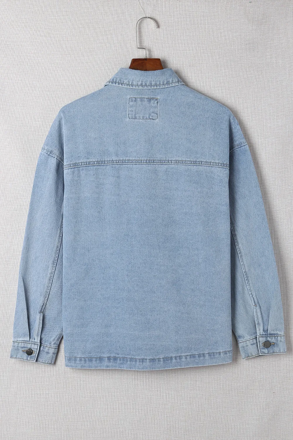 Blue Denim Jacket with Leopard Print