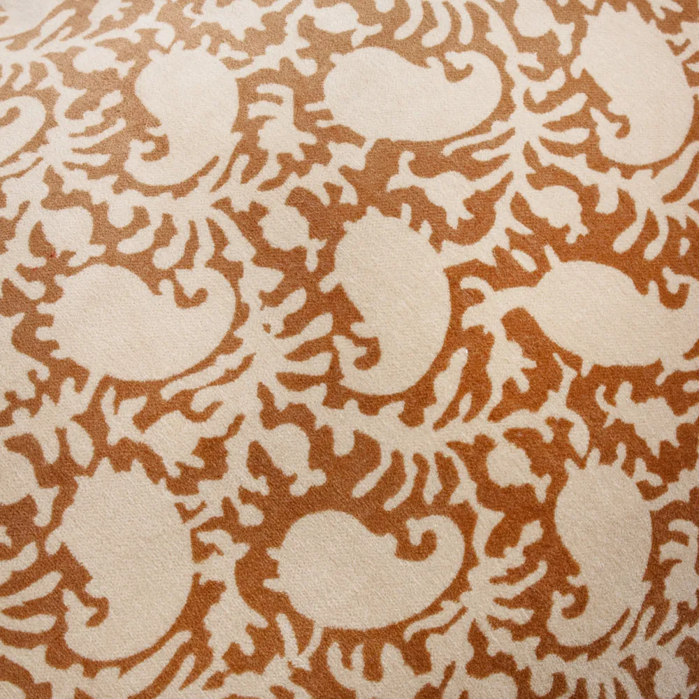 Boteh Printed Velvet Cushion Bronze/Natural
