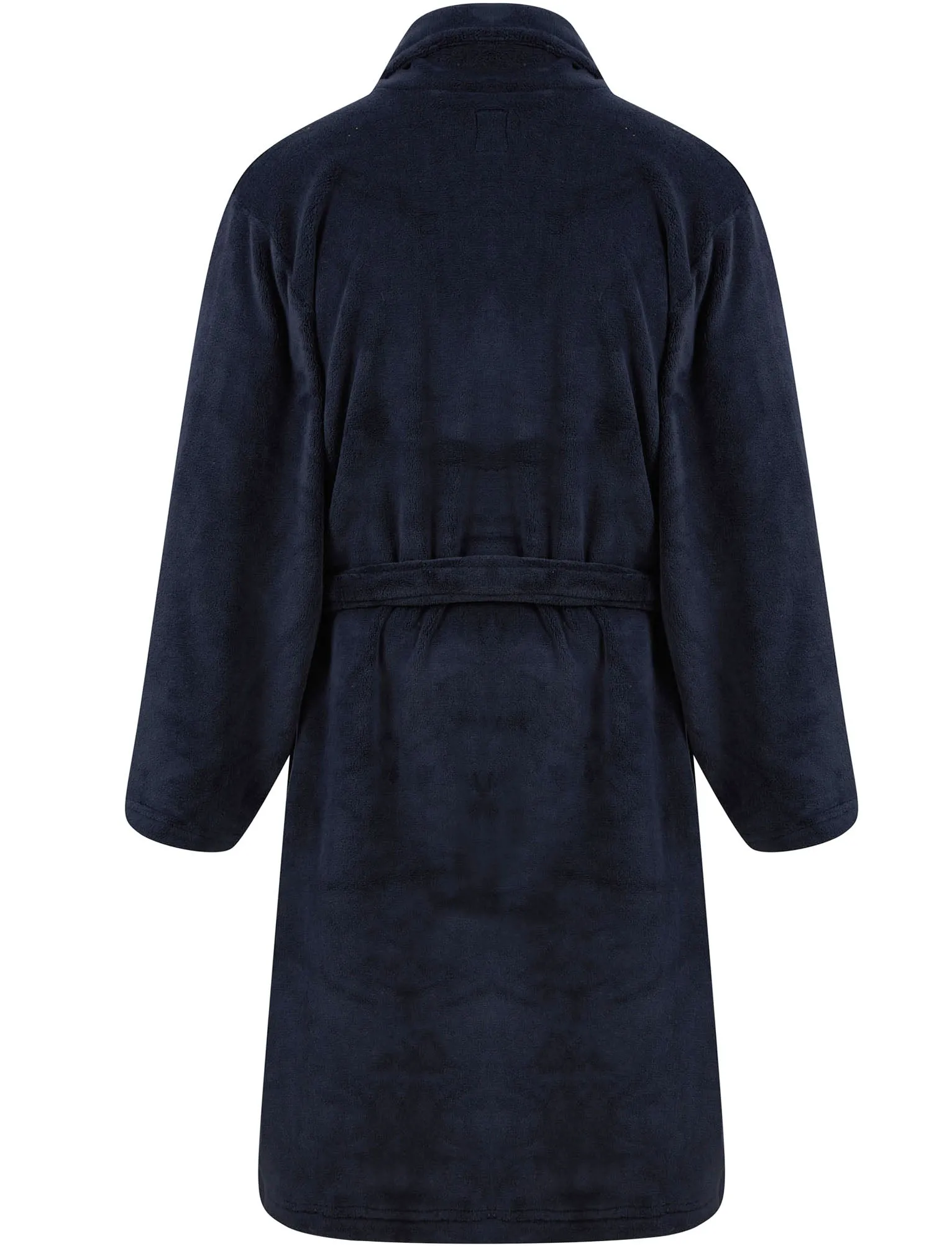 Bradley Soft Fleece Dressing Gown with Tie Belt in Sky Captain Navy - Kensington Eastside