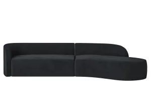 Caserta 4 Seater Right Hand Facing Chaise Lounge Corner Sofa Dark Grey Velvet
