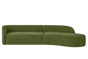 Caserta 4 Seater Right Hand Facing Chaise Lounge Corner Sofa Lime Velvet