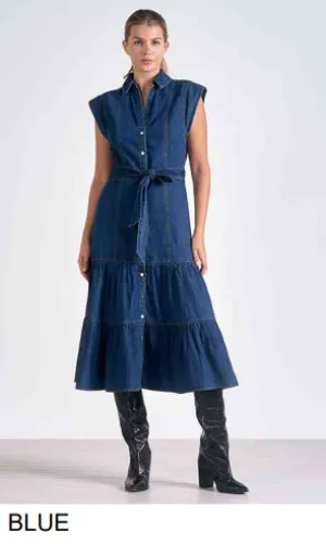 Dress Denim Button Front Tiered DS50033