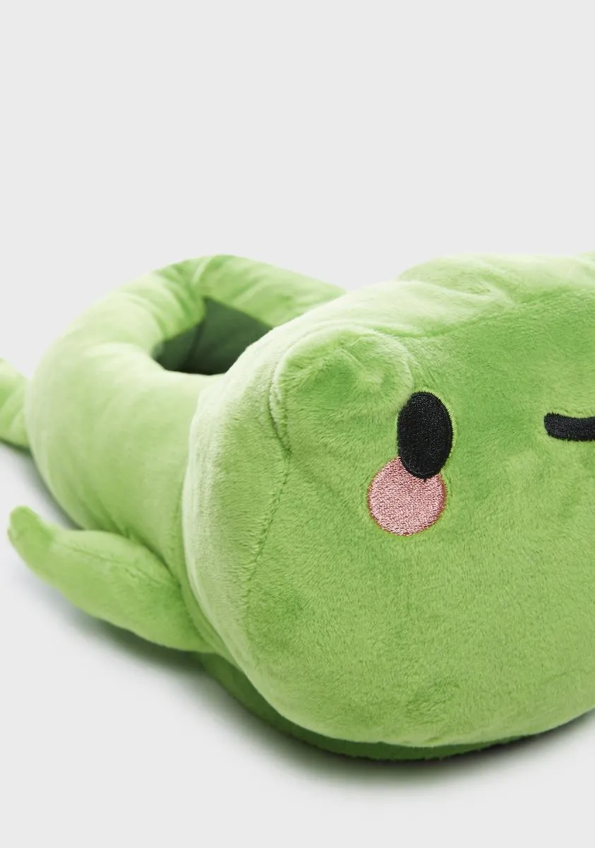 Frankie Frog Plush Slippers