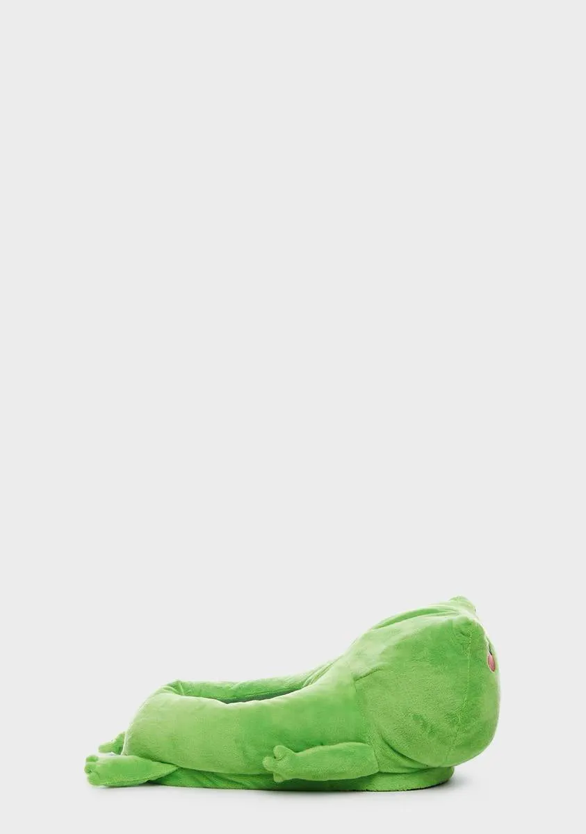 Frankie Frog Plush Slippers