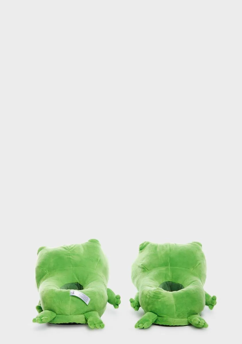 Frankie Frog Plush Slippers