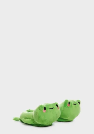 Frankie Frog Plush Slippers