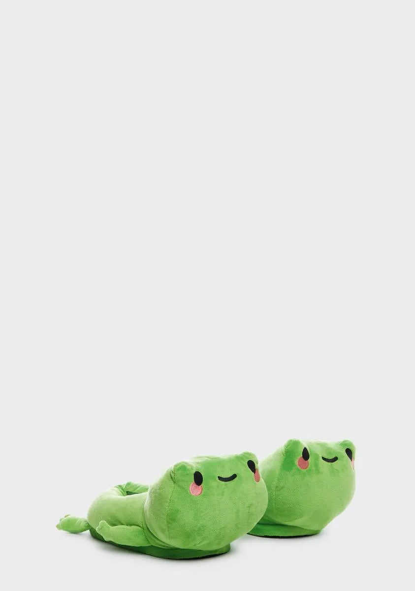 Frankie Frog Plush Slippers