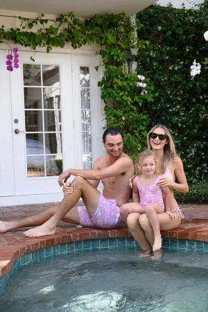 Girls Elbow Beach One Piece - Blooms Petunia