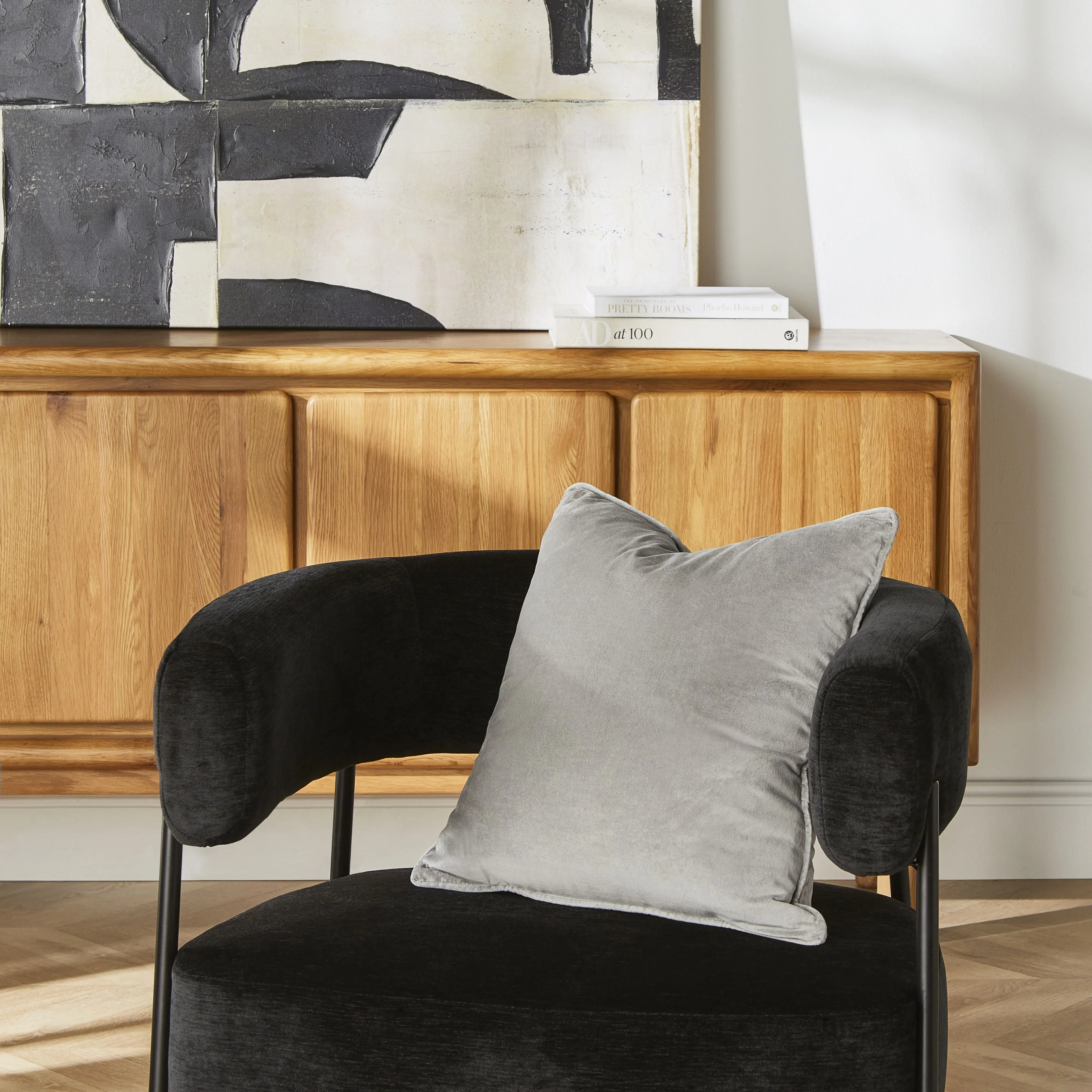Hervey Cotton Velvet Cushion Fog 45x45cm