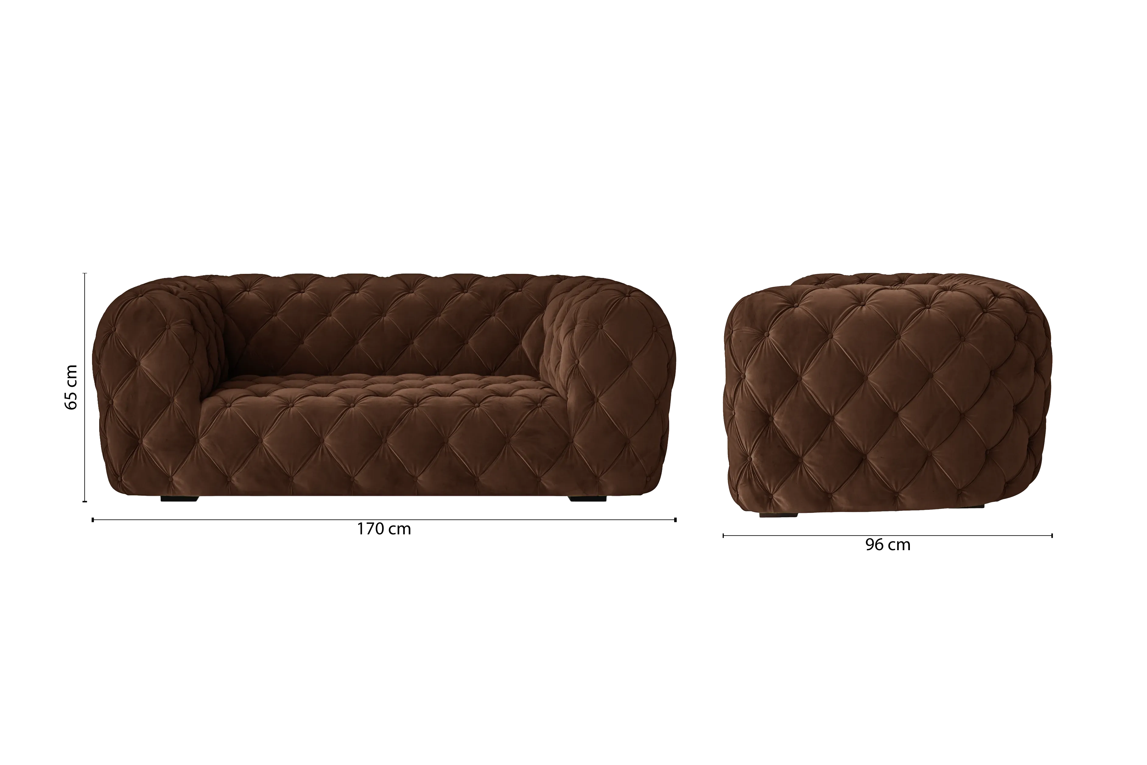 Lecce 2 Seater Sofa Coffee Brown Velvet