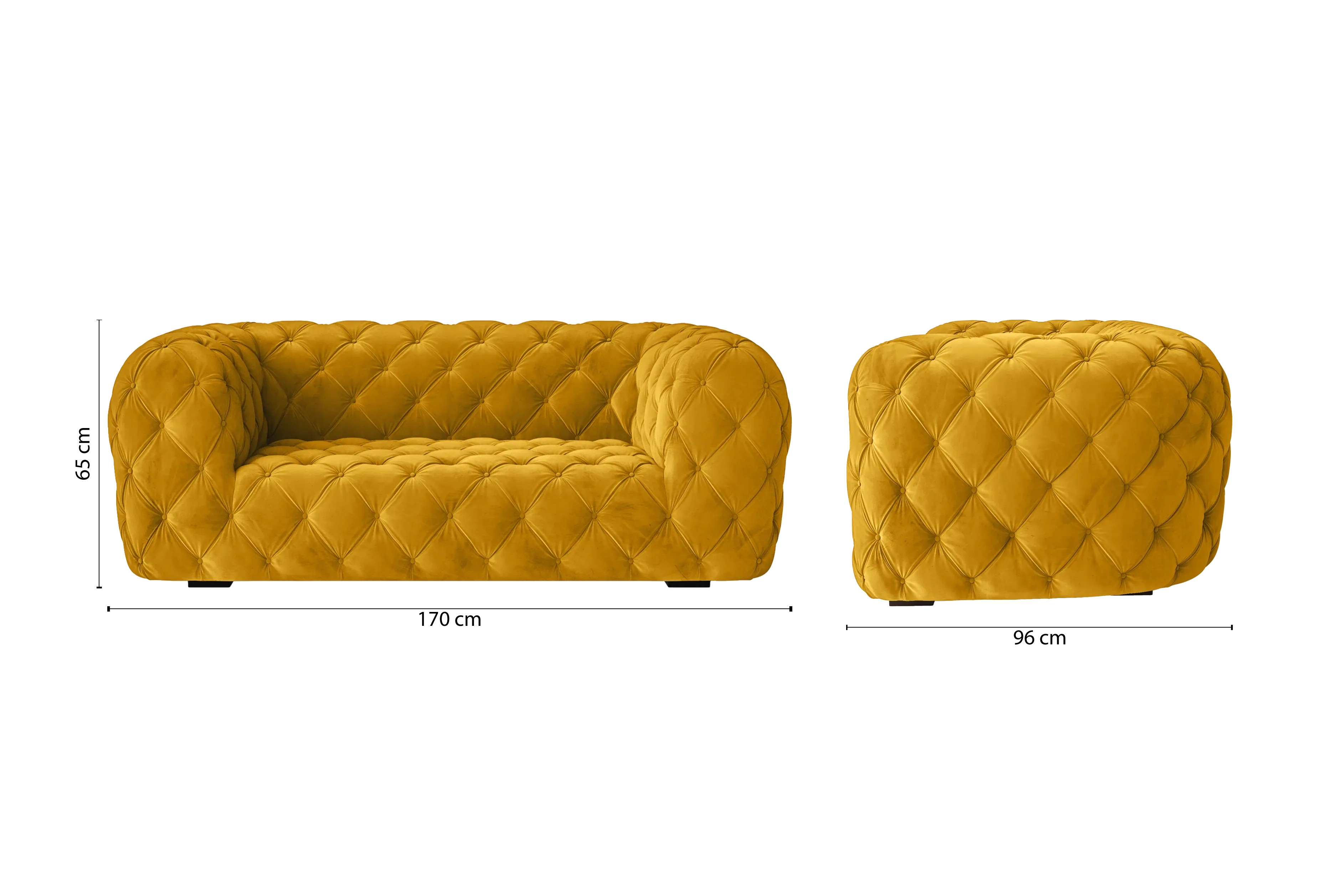 Lecce 2 Seater Sofa Yellow Velvet