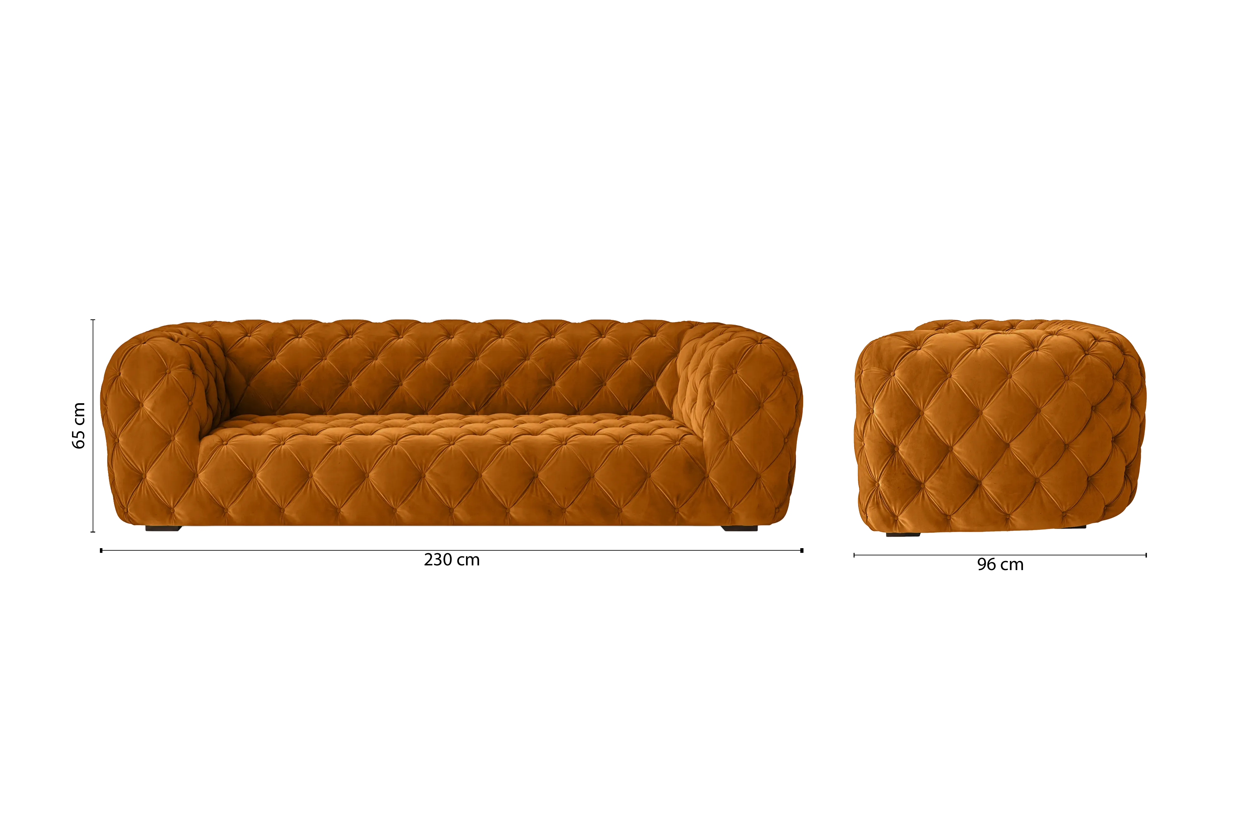 Lecce 3 Seater Sofa Gold Velvet