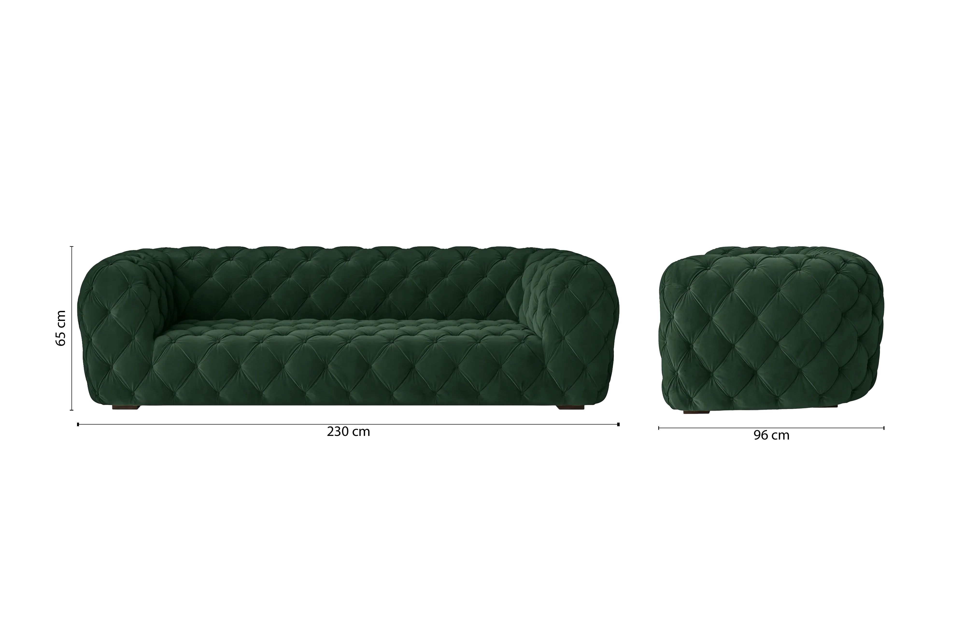 Lecce 3 Seater Sofa Green Velvet