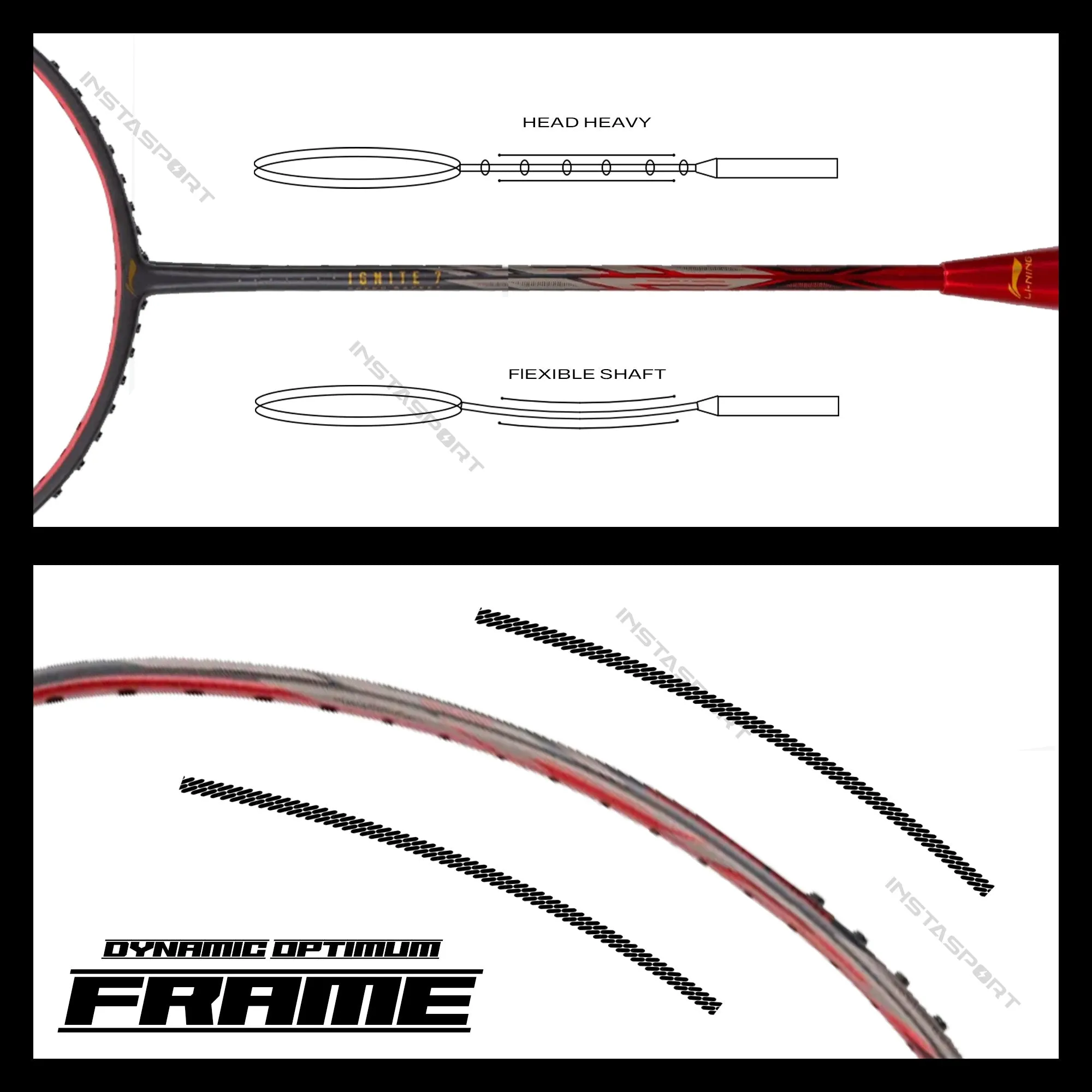 Li-Ning Ignite 7 Badminton Racket (Dark Grey/ Red)