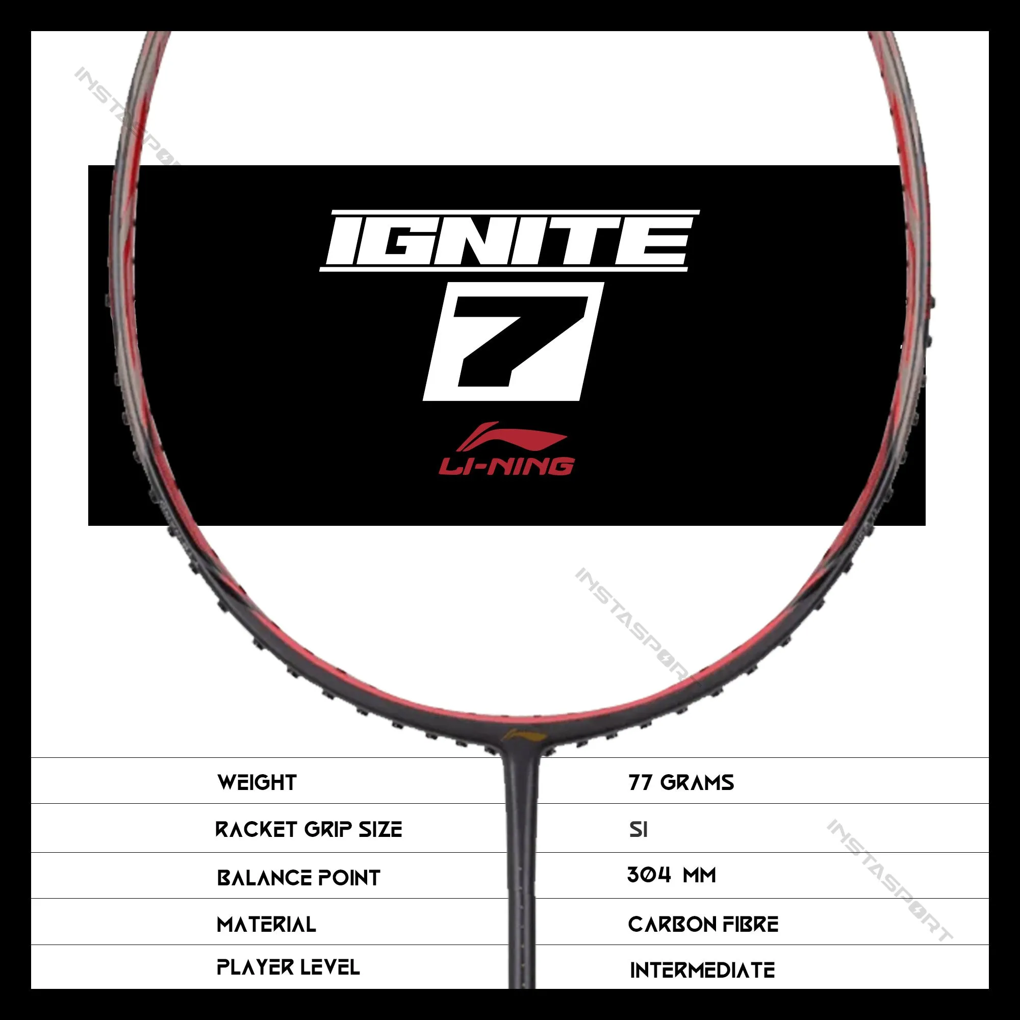 Li-Ning Ignite 7 Badminton Racket (Dark Grey/ Red)