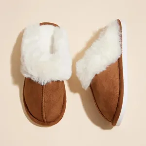 Lilla Haven Sherpa Fur Trimmed Home Slippers