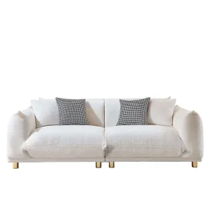 Luxurious 86.61 inch Teddy Velvet Sofa - Plush White Comfort