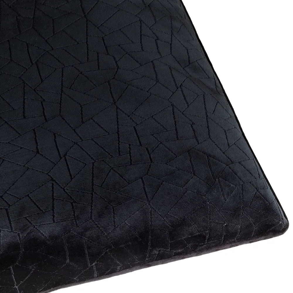 Malans Piped Velvet Cushion Black