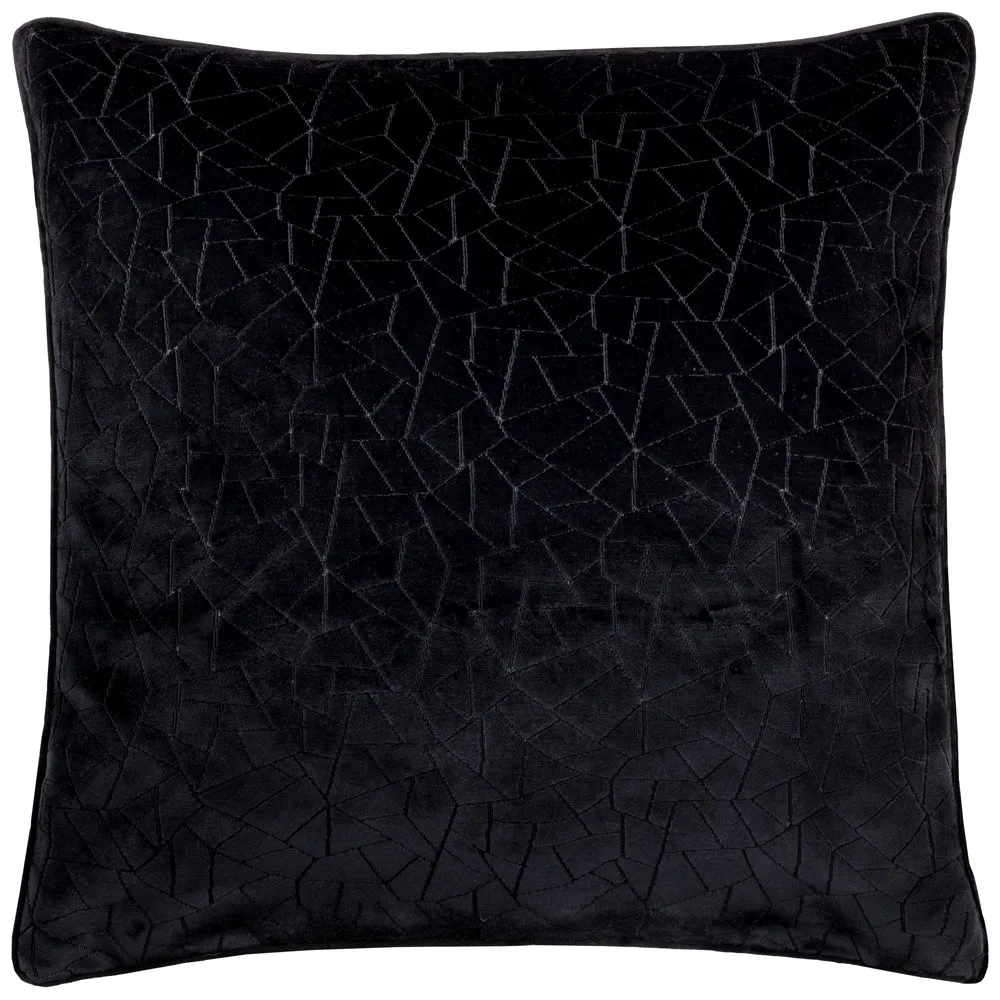 Malans Piped Velvet Cushion Black