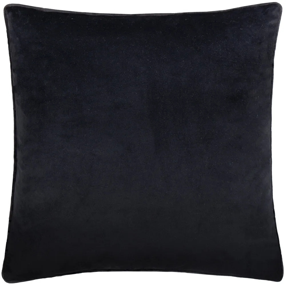 Malans Piped Velvet Cushion Black