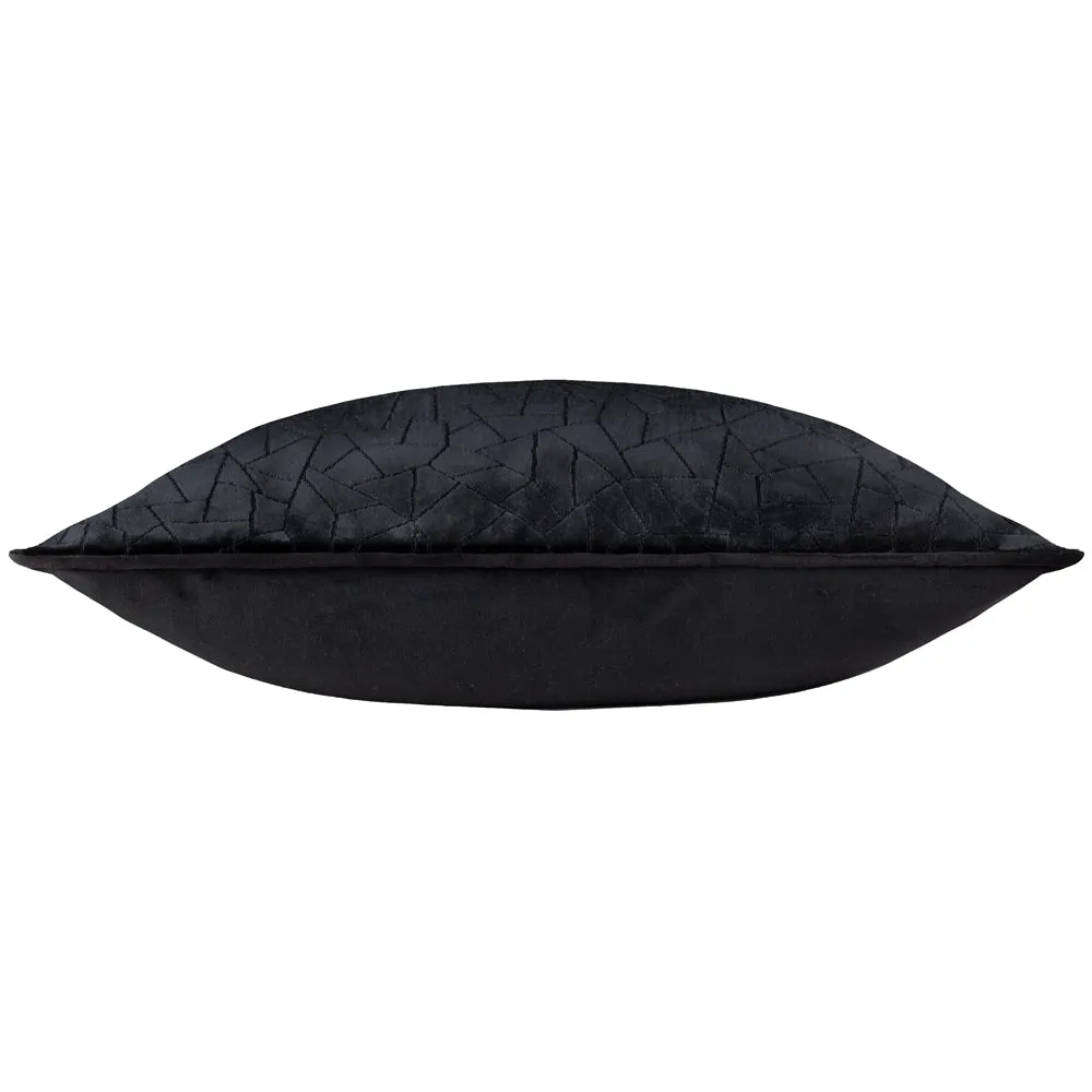 Malans Piped Velvet Cushion Black