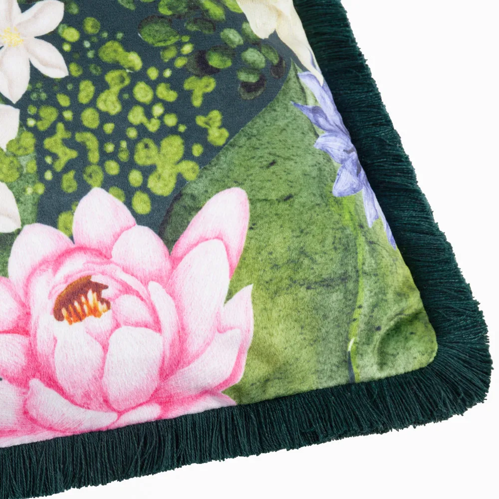 Marjoelle Flowers Printed Velvet Cushion Multicolour