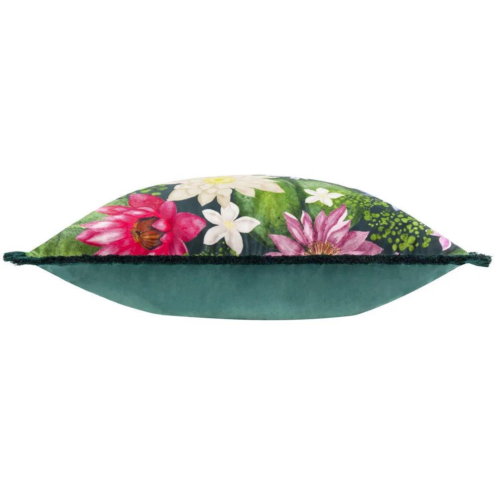 Marjoelle Flowers Printed Velvet Cushion Multicolour