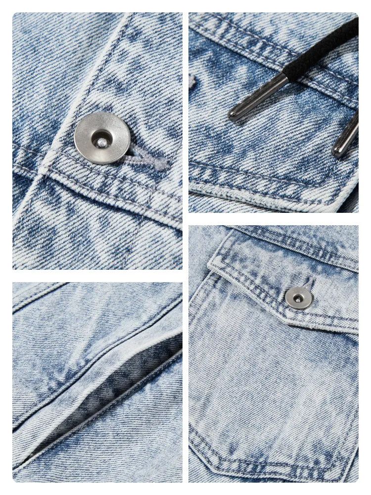 Men's Drawstring Hooded Loose Denim Jacket