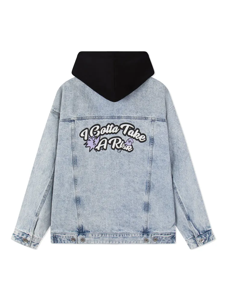 Men's Drawstring Hooded Loose Denim Jacket