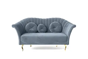 Milan 2 Seater Sofa Baby Blue Velvet