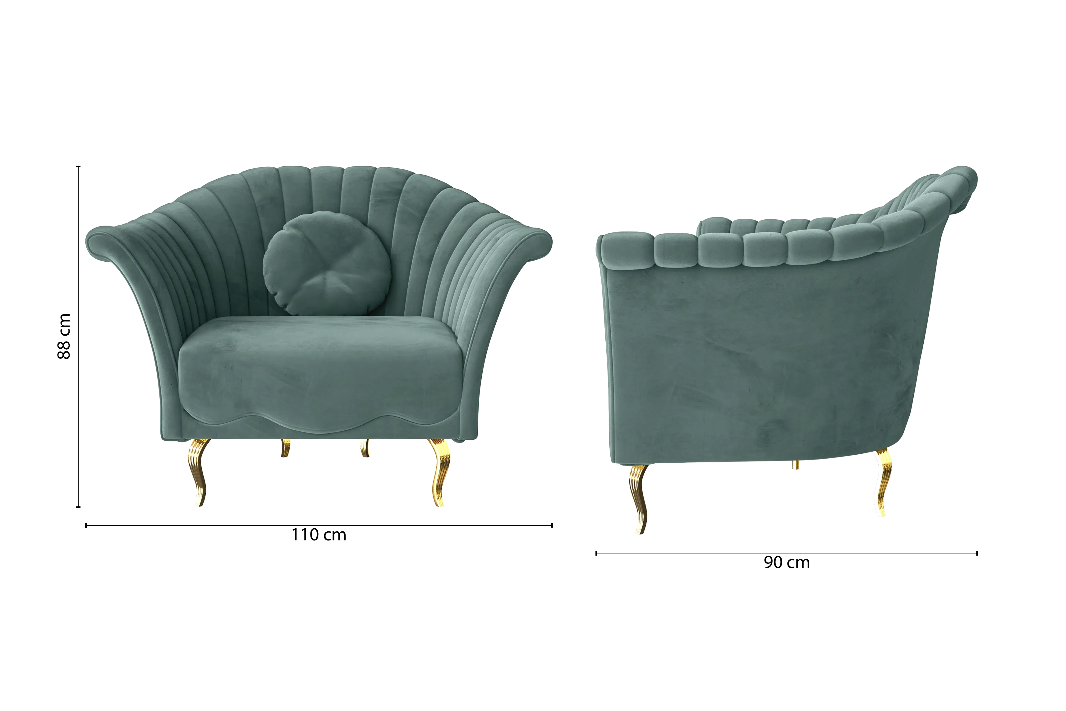Milan Armchair Teal Velvet