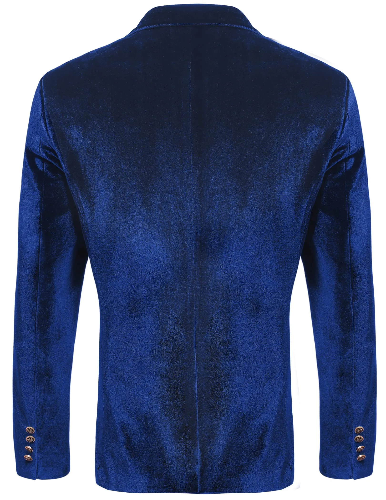 Navy Blue Men's Designer Style Velvet Lapel Long Sleeve Blazer