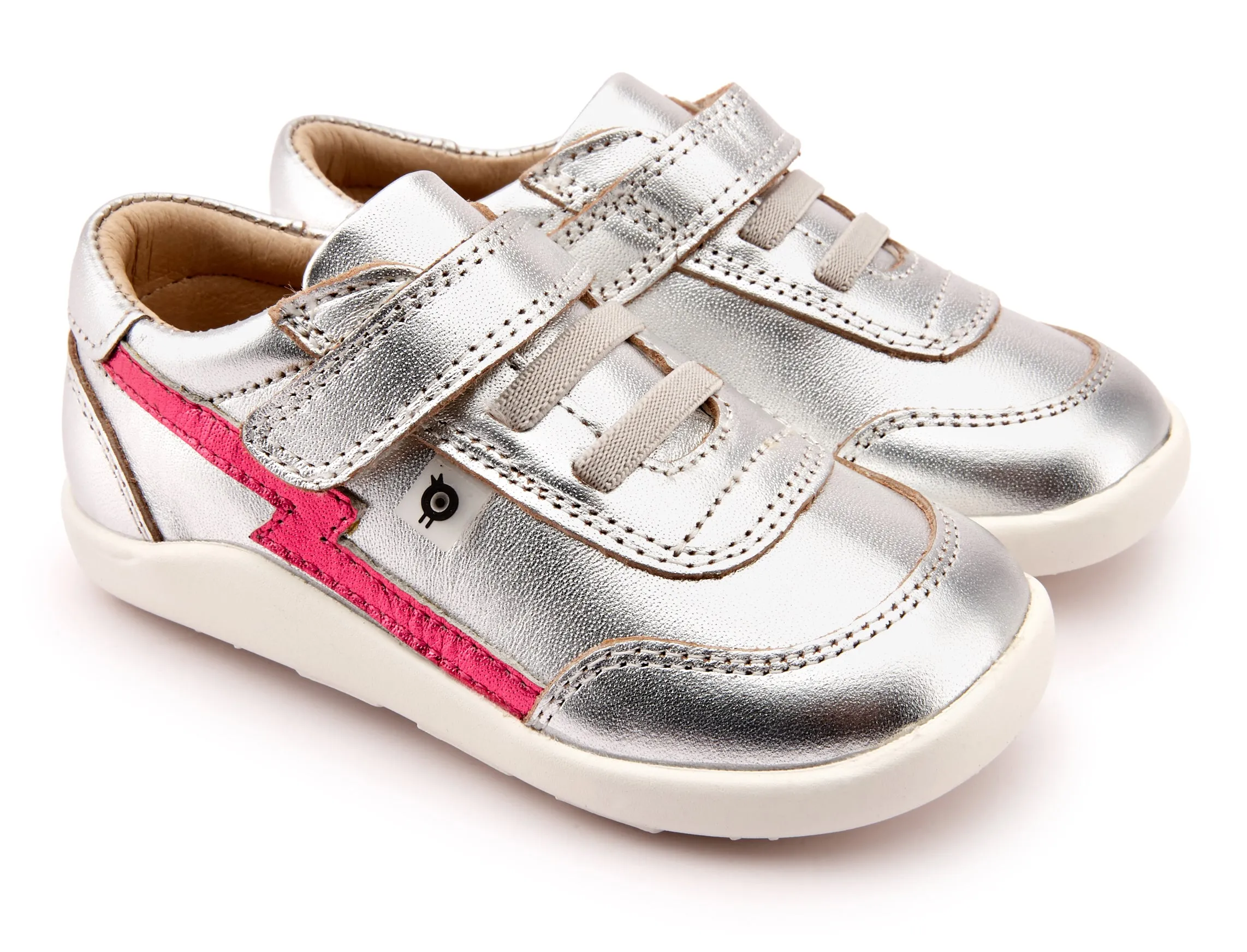 Old Soles Girl's 8023 Bolted Down Hightop Sneakers - Silver/Fuchsia Foil