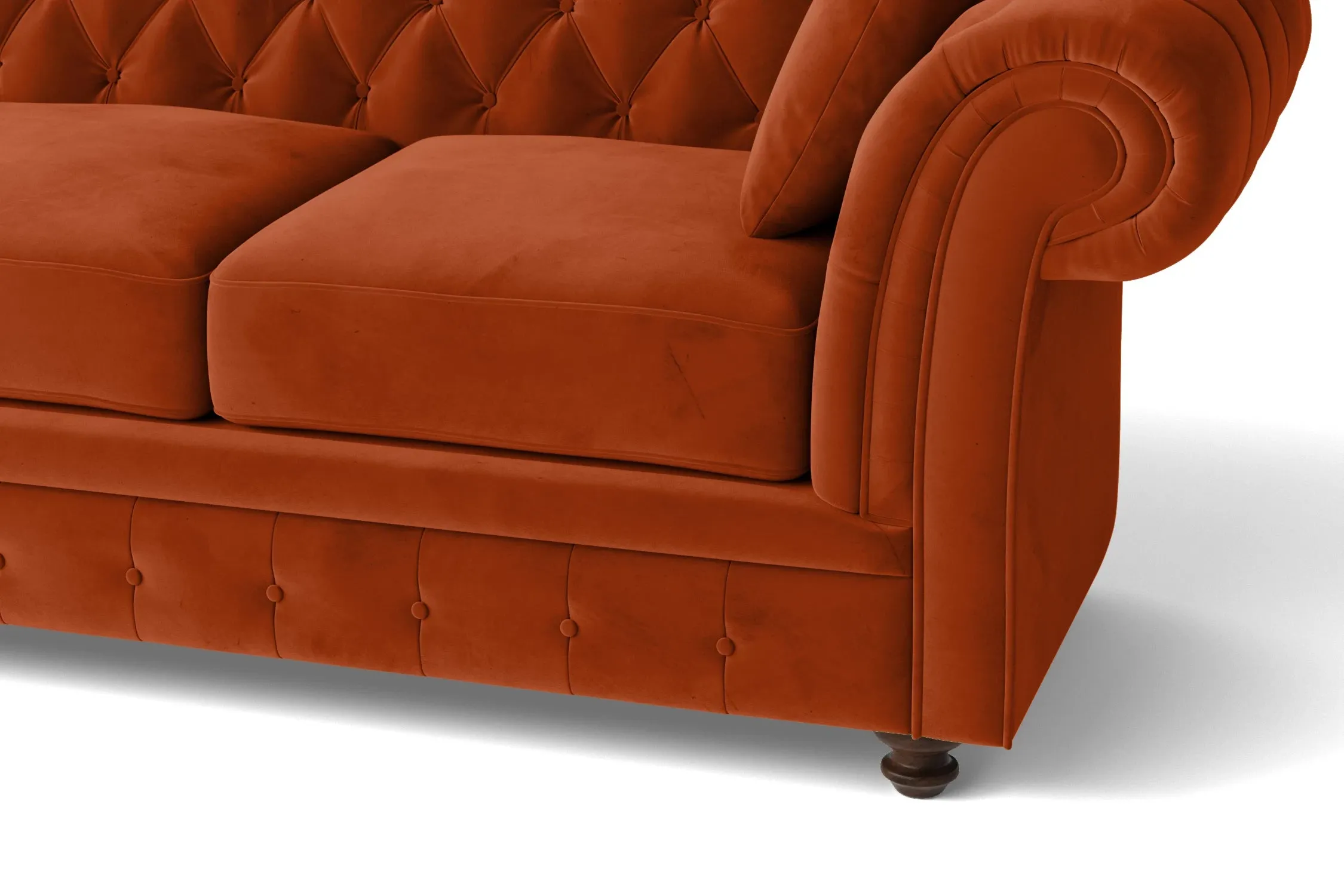 Pesaro 3 Seater Sofa Orange Velvet