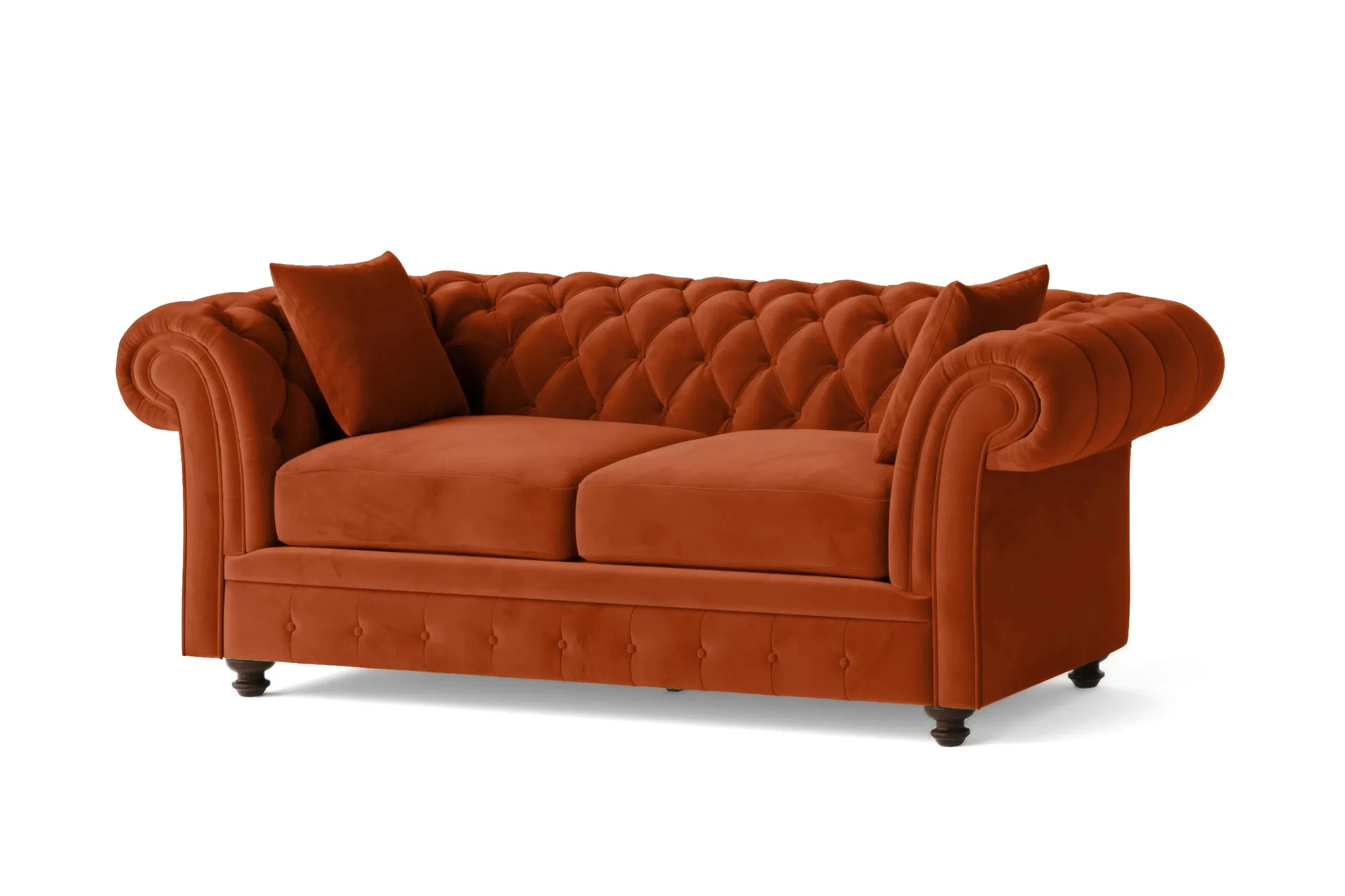 Pesaro 3 Seater Sofa Orange Velvet