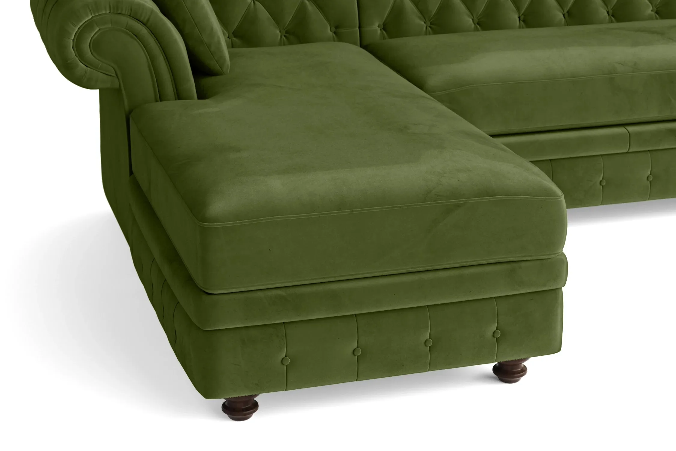 Pesaro 4 Seater Left Hand Facing Chaise Lounge Corner Sofa Lime Velvet