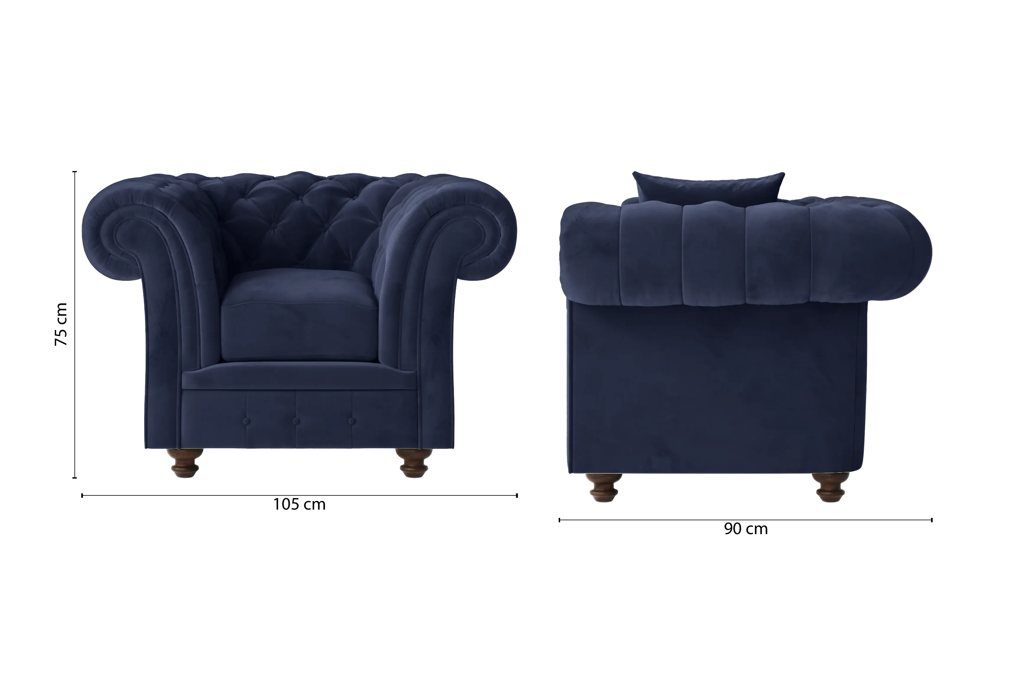 Pesaro Armchair Dark Blue Velvet