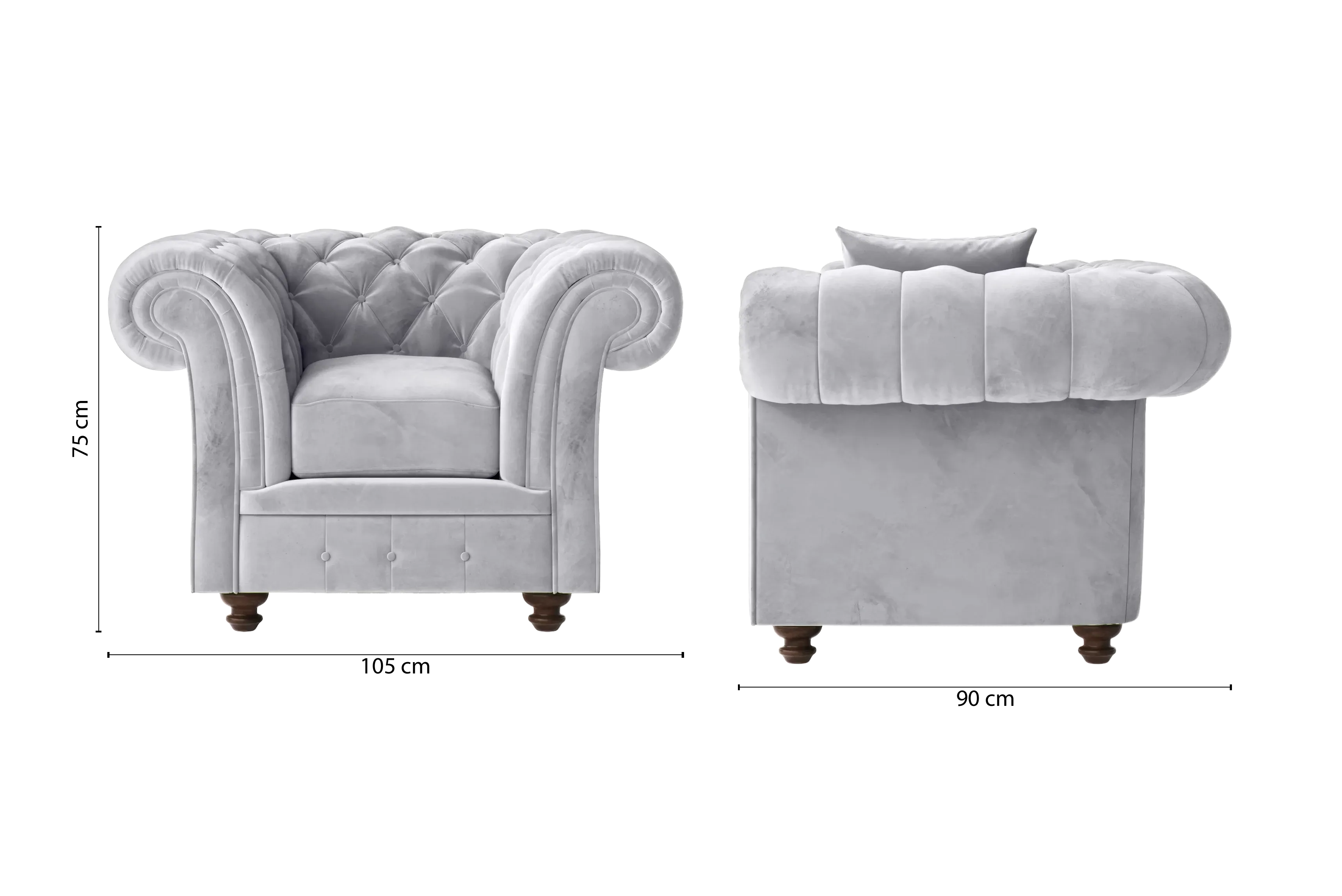 Pesaro Armchair Silver Velvet