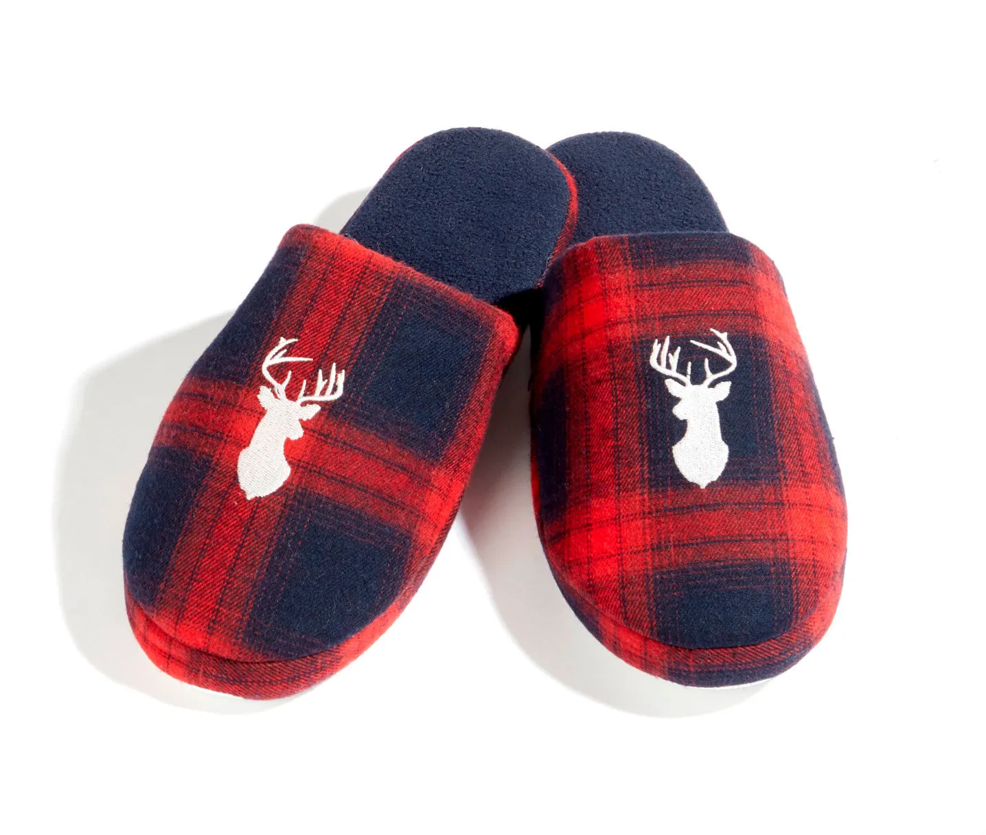 PLAID MEN'S REINDEER SLIPPERS