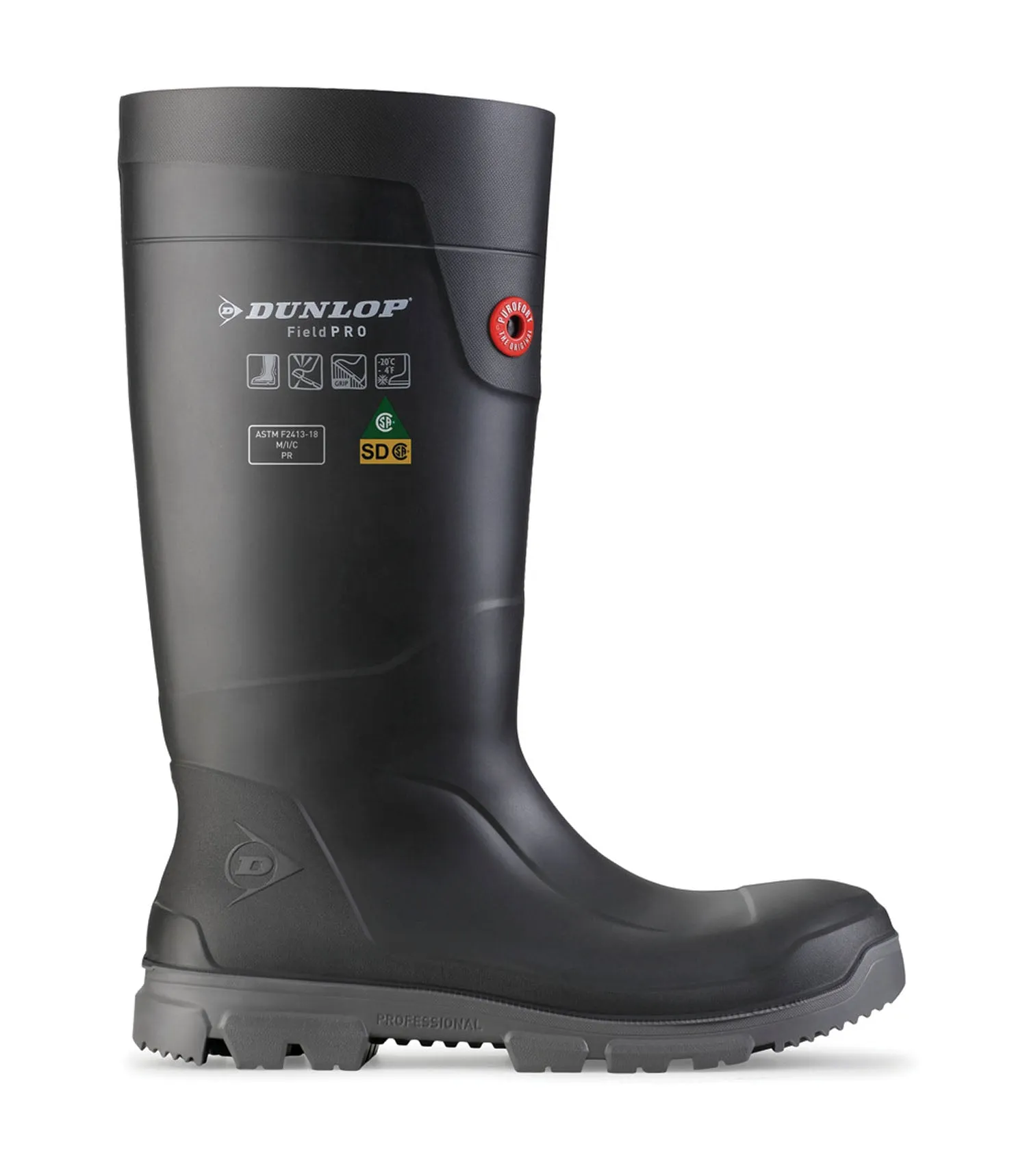 Purofort FieldPRO Full Safety, Charcoal | 15'' PU Work Boots | SD