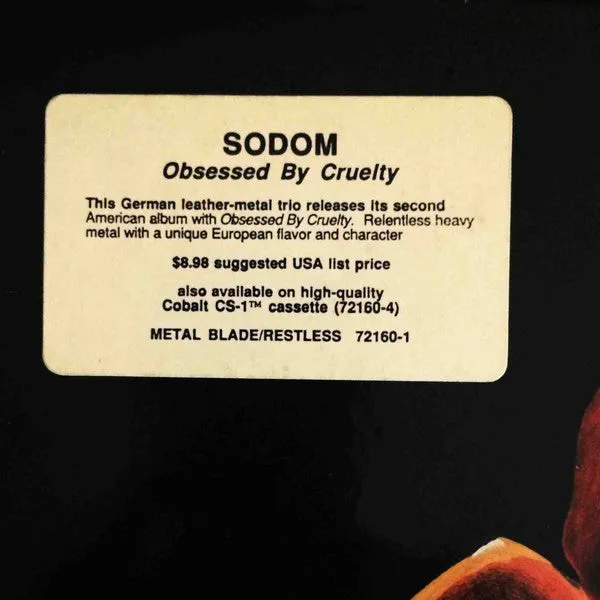 Sodom - Obsessed By Cruelty (LP, Album) (NM or M-)