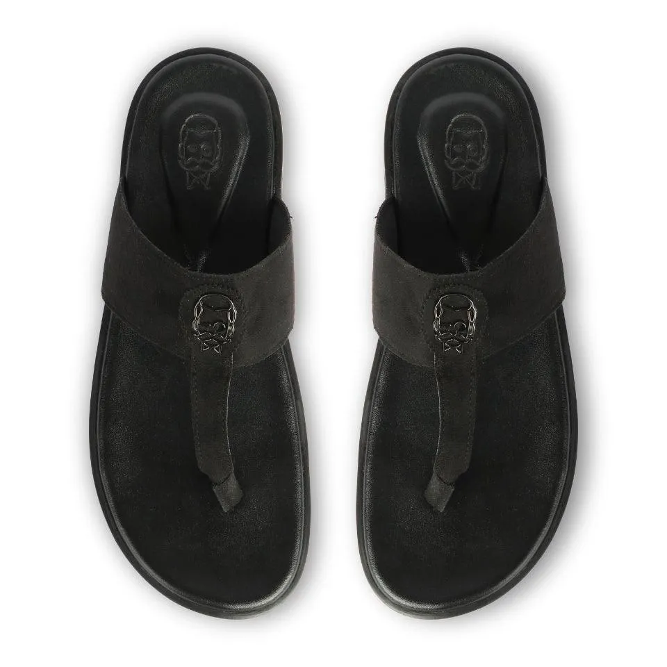 Soho  - Black Suede Signature Slippers