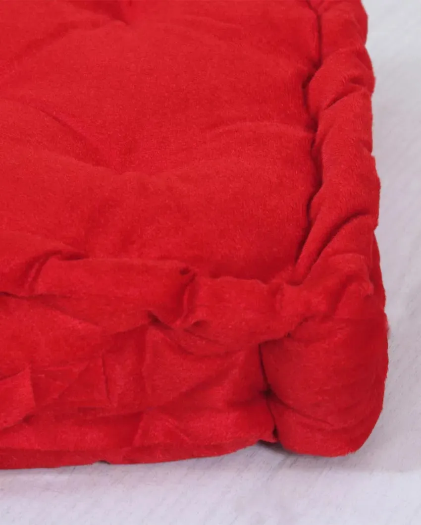 Solid Velvet Filled Floor Cushion | 16x16 inches
