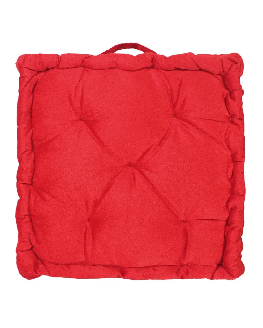 Solid Velvet Filled Floor Cushion | 16x16 inches