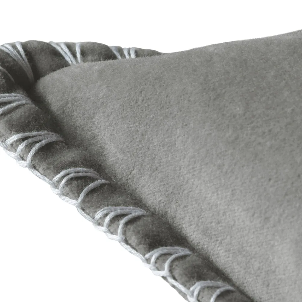 Stitch Embroidered Feather Cushion Steel