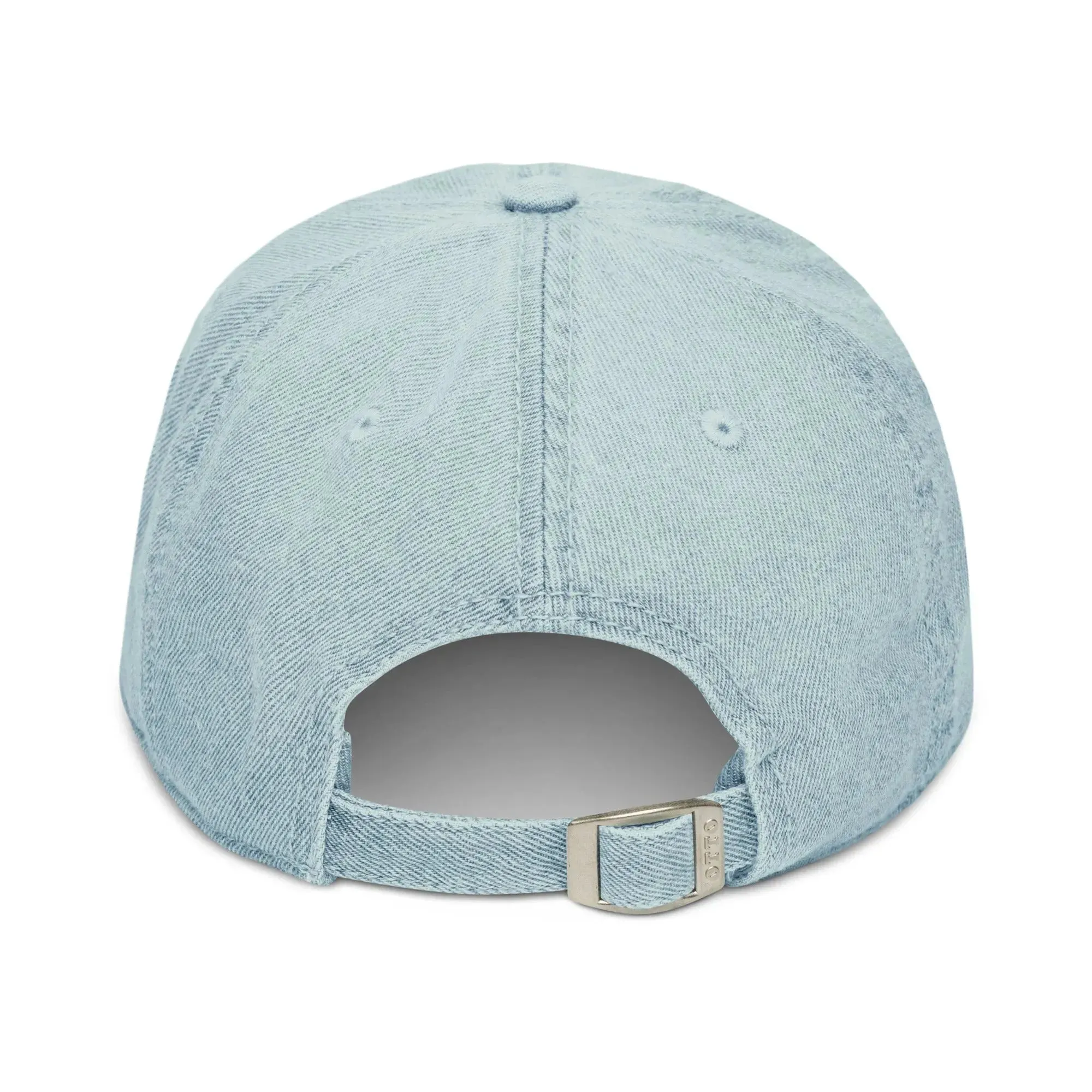 Swedish Dala Horse Embroidered Denim Dad Hat - Gray