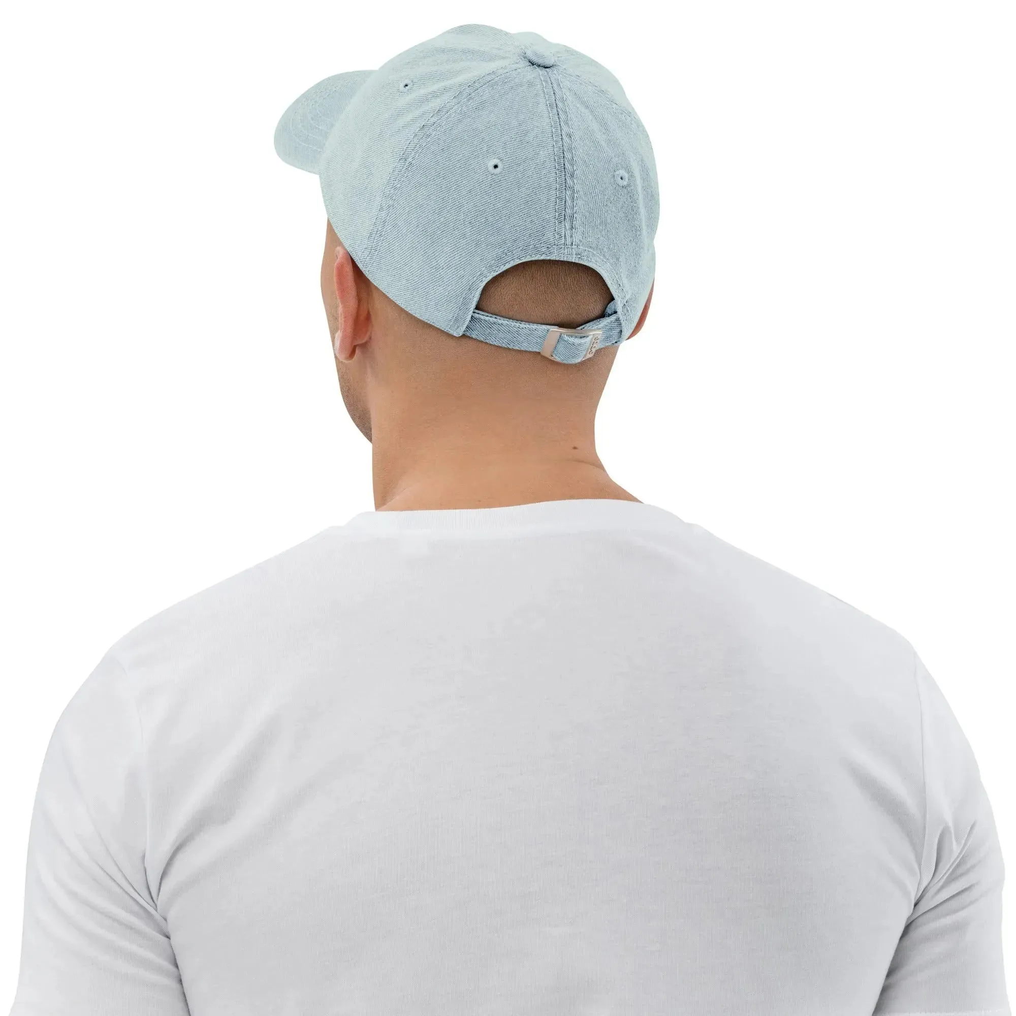 Swedish Dala Horse Embroidered Denim Dad Hat - Gray