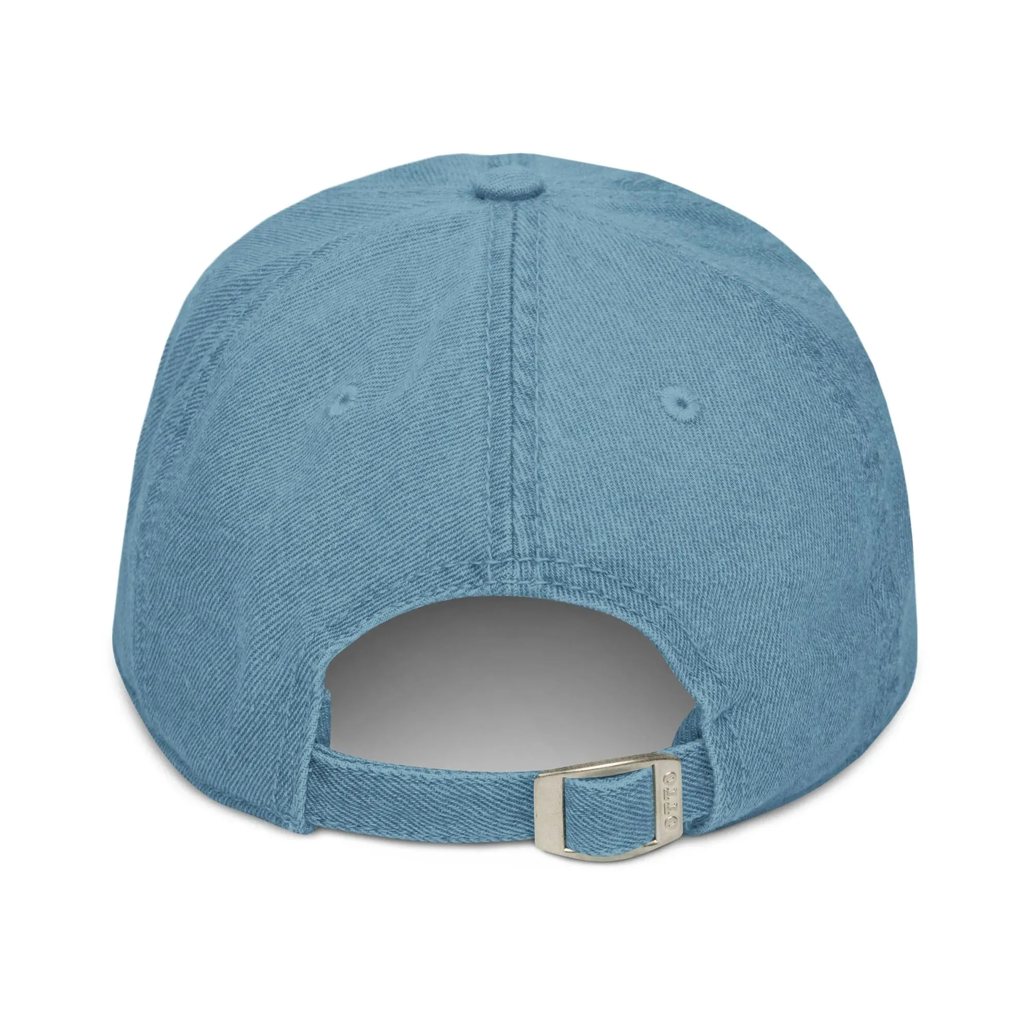 Swedish Dala Horse Embroidered Denim Dad Hat - Gray