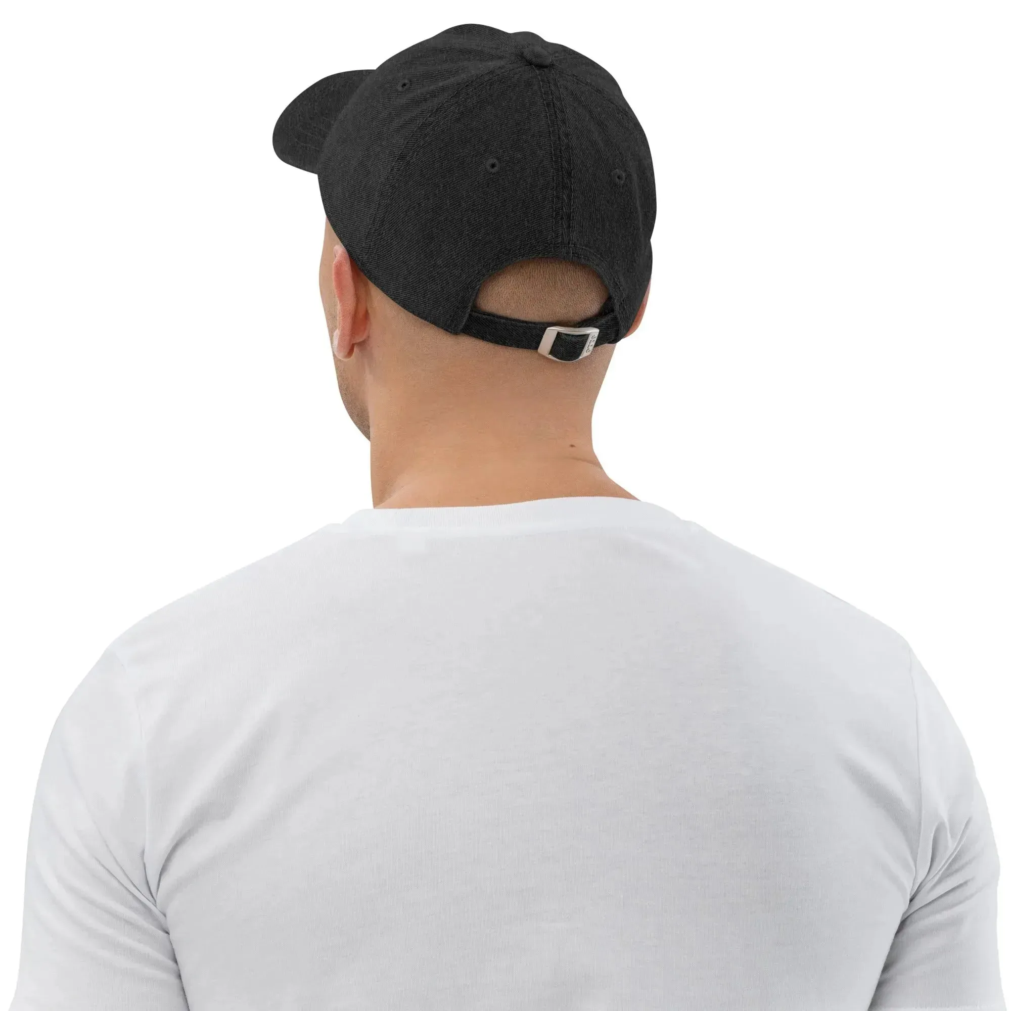 Swedish Dala Horse Embroidered Denim Dad Hat - Gray